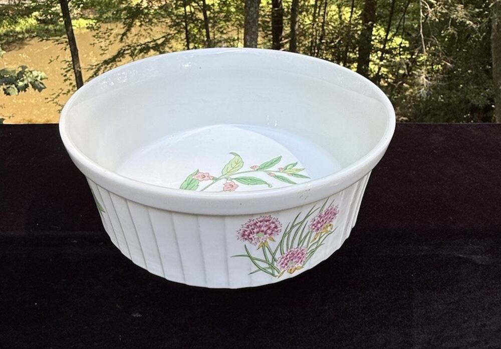 Vintage Shafford Souffle Dish Herbs and Spices Porcelain 7.5 inch